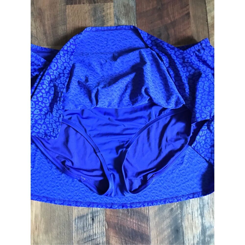 Lane Bryant SZ 24 blue leopard print swimsuit bottom skirt - Picture 4 of 4